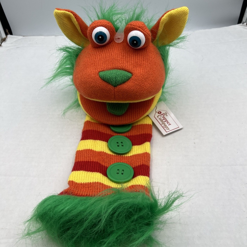 The Puppet Company 17"‎ Knitted Buttons Hand Puppet With Squeak Tongue NEW
